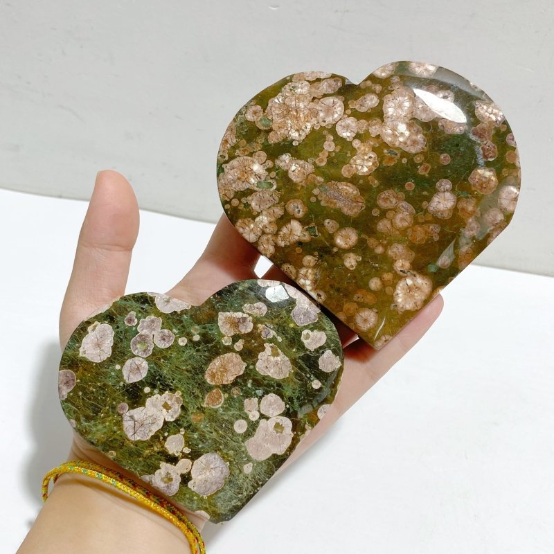12 Pieces Large Rainforest Jasper Heart 1 -Wholesale Crystals