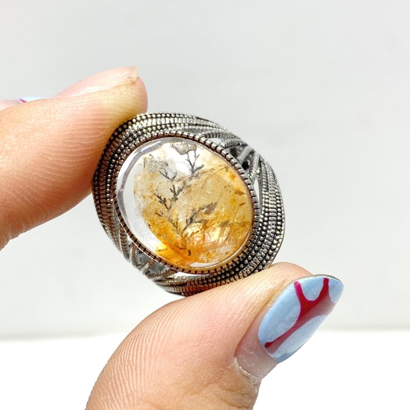 12 Pieces Rare Fire Quartz Dentritic Quartz Different Styles Ring - Wholesale Crystals