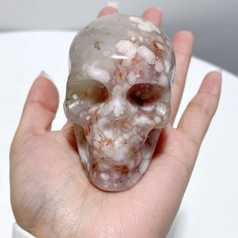 12 Pieces Sakura Agate Skull Carving - Wholesale Crystals