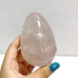 12 Pieces Six Star Line Rose Quartz Eggs With Rainbow - Wholesale Crystals