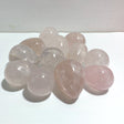 12 Pieces Six Star Line Rose Quartz Eggs With Rainbow - Wholesale Crystals