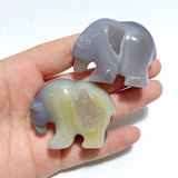 12 Pieces Small Geode Druzy Agate Bear Carving - Wholesale Crystals