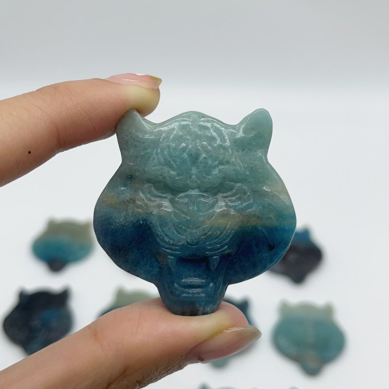 12 Pieces Trolleite Stone Lion Head Crystal Carving -Wholesale Crystals