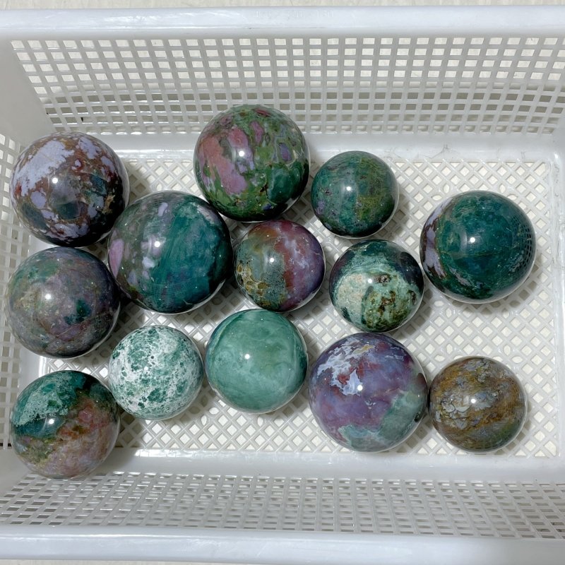 13 Pieces Beautiful Ocean Jasper Spheres - Wholesale Crystals