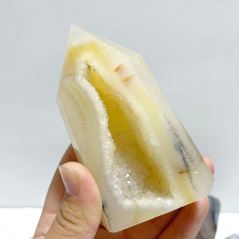 13 Pieces Geode Druzy Agate Four - sided Tower Point - Wholesale Crystals