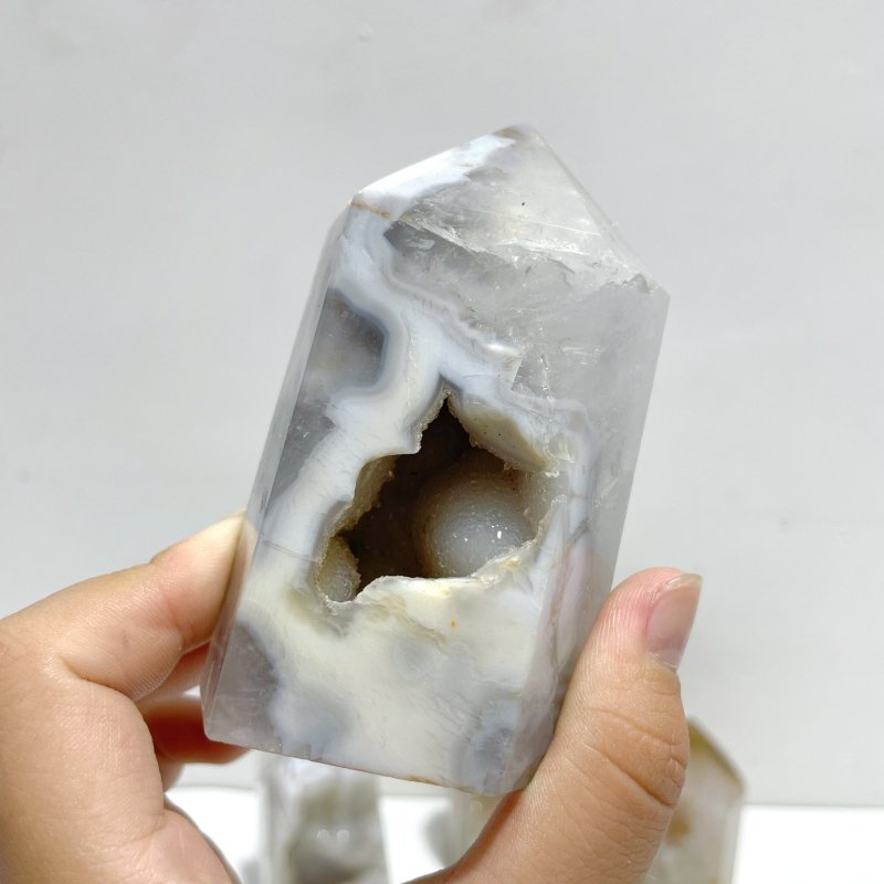 13 Pieces Geode Druzy Agate Four - sided Tower Point - Wholesale Crystals