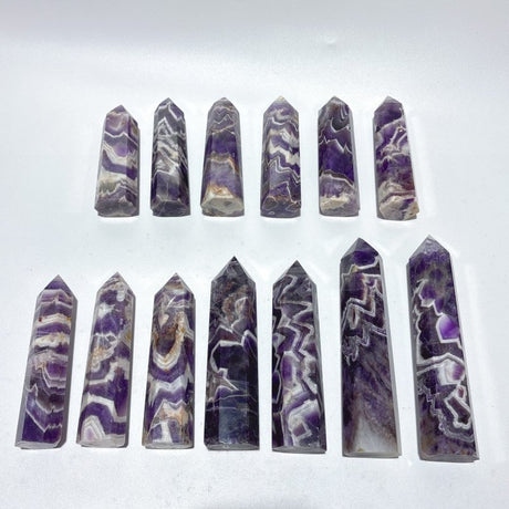 13 Pieces High Quality Chevron Amethyst Tower Points -Wholesale Crystals
