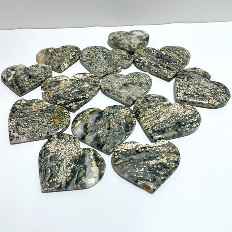 13 Pieces Large 8th Vein Ocean Jasper Heart 2 - Wholesale Crystals