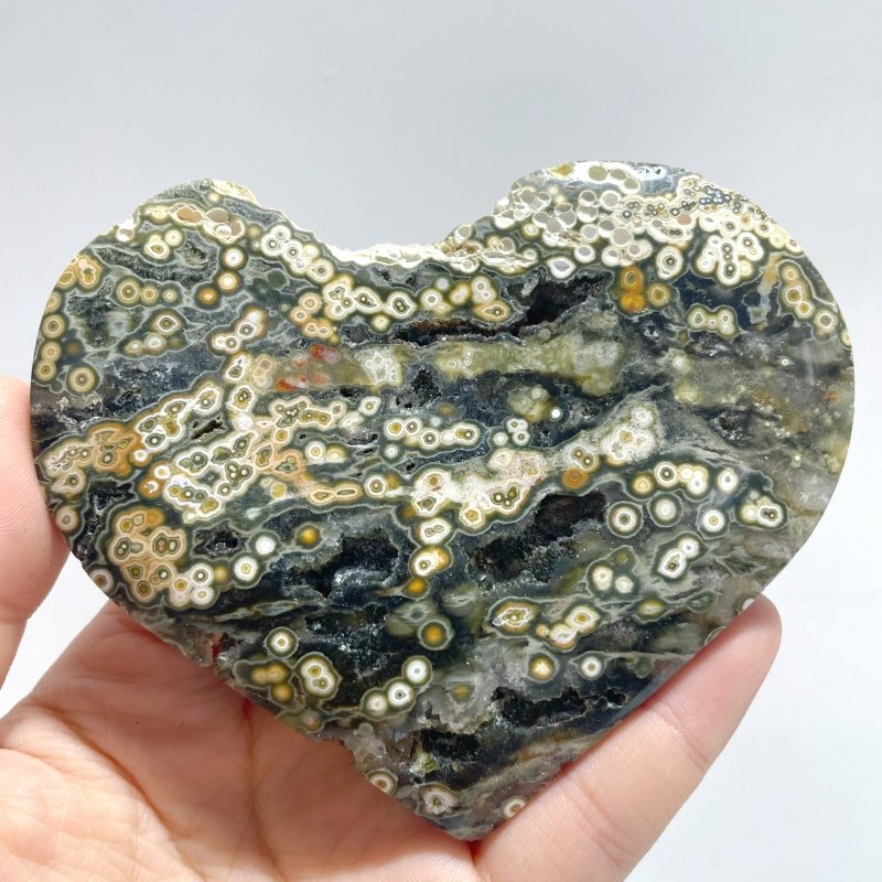 13 Pieces Large 8th Vein Ocean Jasper Heart 2 - Wholesale Crystals