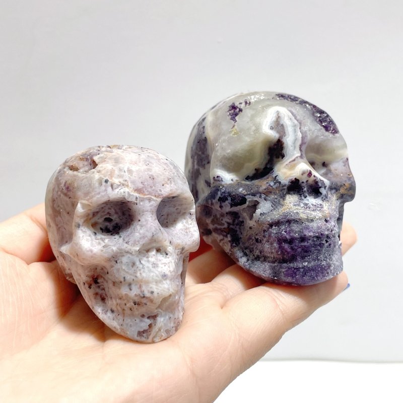 13 Pieces Purple Fluorite Skull Carving - Wholesale Crystals