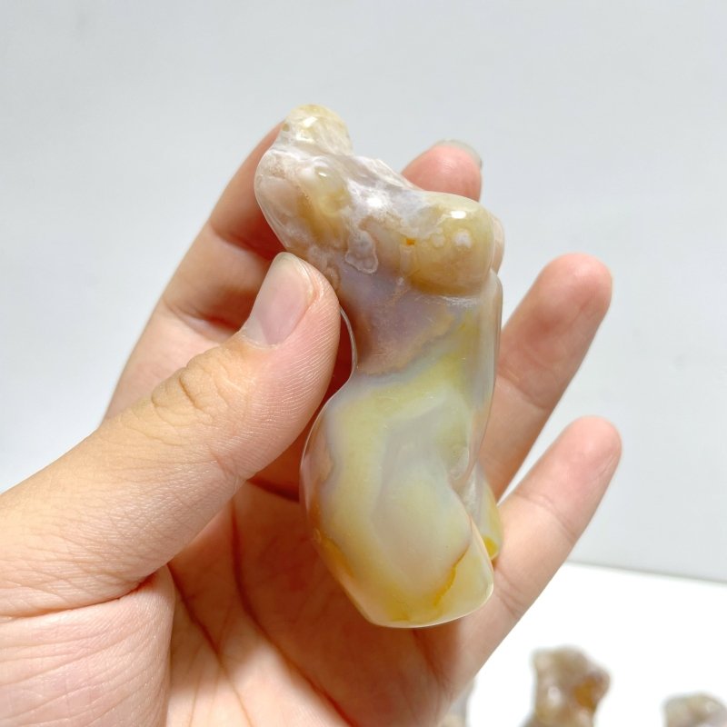 13 Pieces Sakura Flower Agate Goddess Carving - Wholesale Crystals