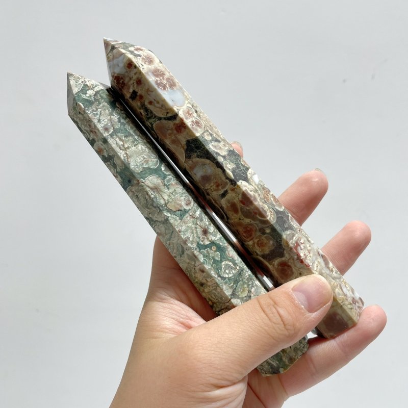 14 - 16CM Green Sakura Flower Agate Tower Point Wholesale - Wholesale Crystals