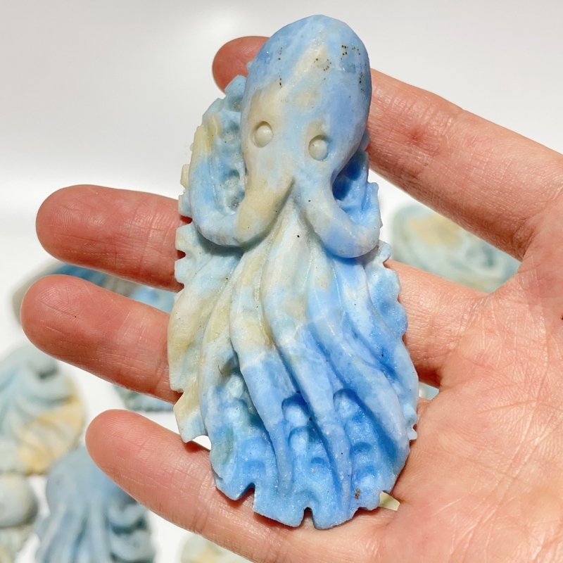 14 Pieces Blue Dumortierite Underwater World Octopus Carving - Wholesale Crystals