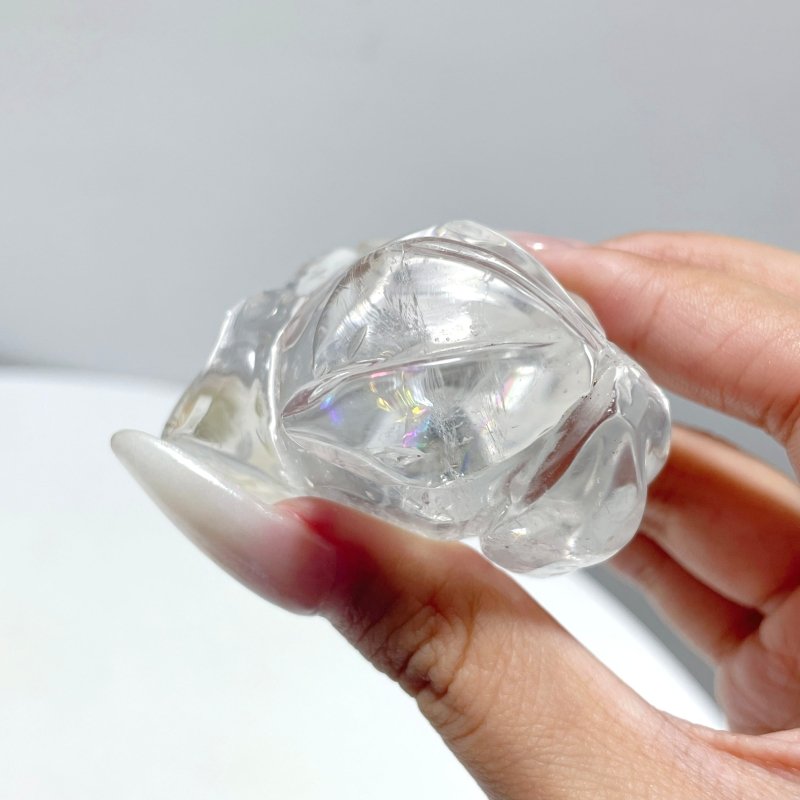 14 Pieces Clear Quartz Frog Carving - Wholesale Crystals