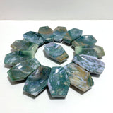 14 Pieces Moss Agate Shallow Bowl Coffin Carving - Wholesale Crystals