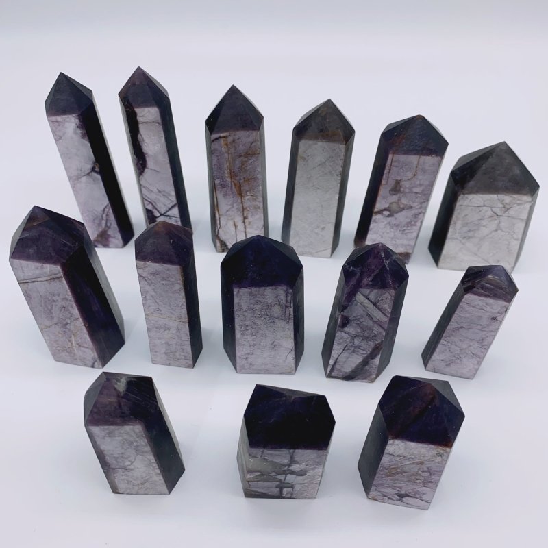 14 Pieces Purple Lepidolite Six-Sided Tower -Wholesale Crystals