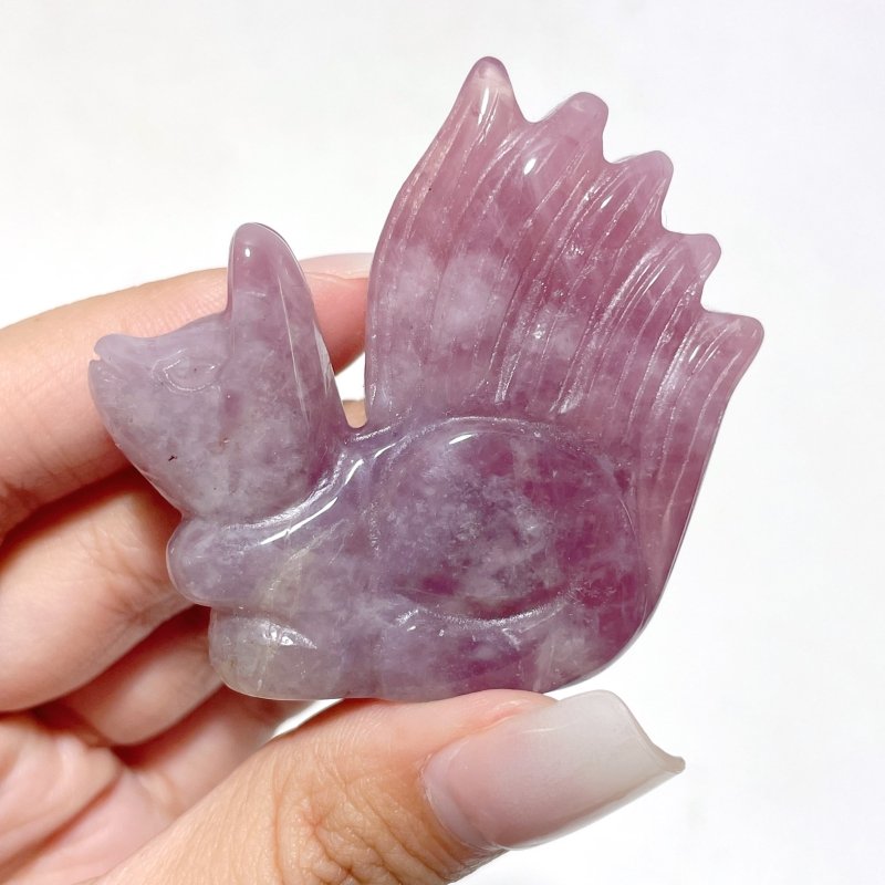 14 Pieces Purple Rose Quartz Nine - Tailed Fox Carving - Wholesale Crystals