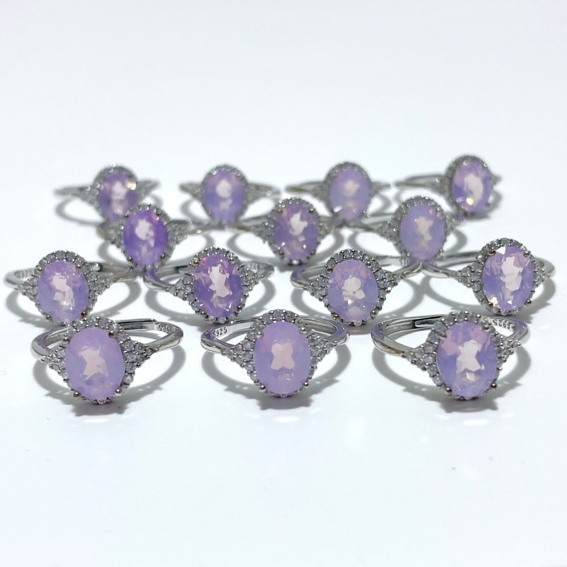 14 Pieces S925 Lavender Quartz Cut Faceted Ring Style #1 - Wholesale Crystals