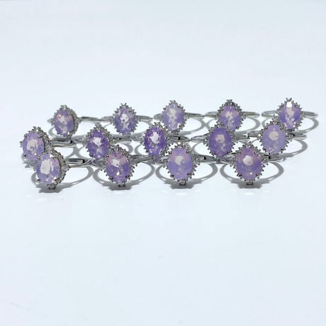 14 Pieces S925 Lavender Quartz Cut Faceted Ring Style #2 - Wholesale Crystals