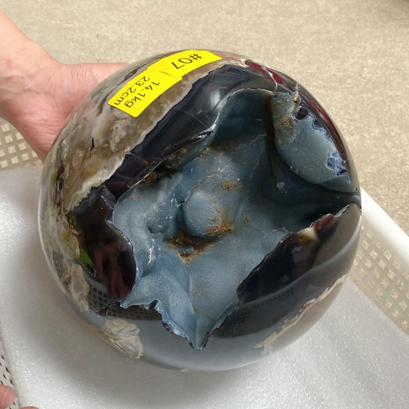 14.1KG Large Volcano Agate UV Reactive Sphere (Sea Freight Only) -Wholesale Crystals