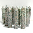 15-18CM Green Sakura Flower Agate Tower Point Wholesale -Wholesale Crystals