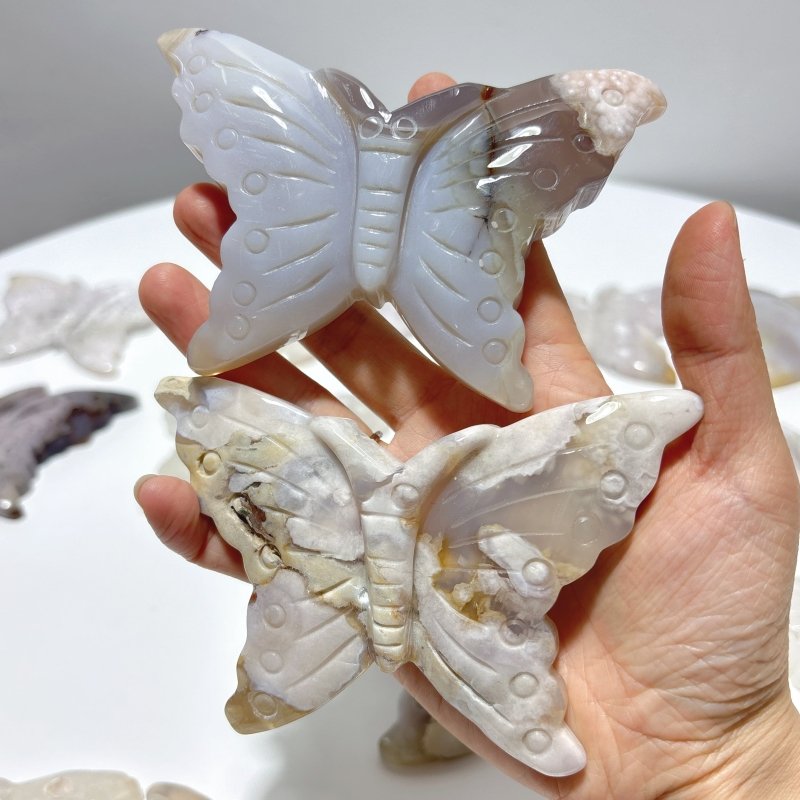 15 Pieces Beautiful Agate Butterfly Carving - Wholesale Crystals