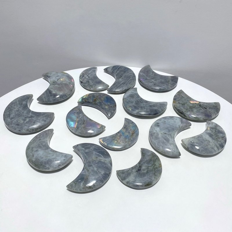 15 Pieces Beautiful Labradorite Moon Carving - Wholesale Crystals