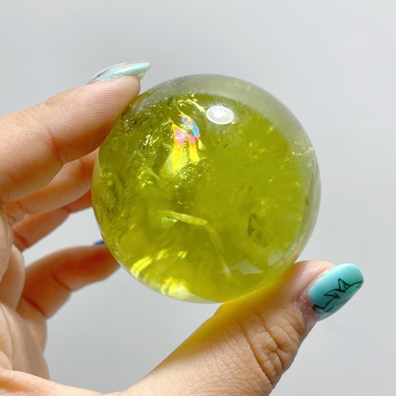 15 Pieces High Quality Citrine Spheres with Rainbow - Wholesale Crystals
