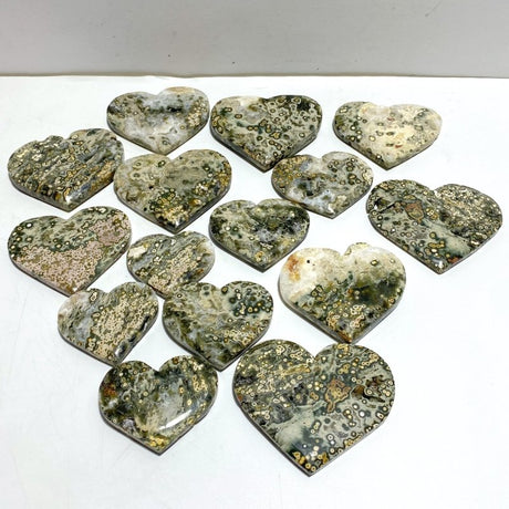 15 Pieces Large 8th Vein Ocean Jasper Heart 3 (Defect) - Wholesale Crystals