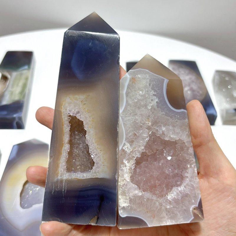 15 Pieces Large Druzy Geode Agate Points - Wholesale Crystals