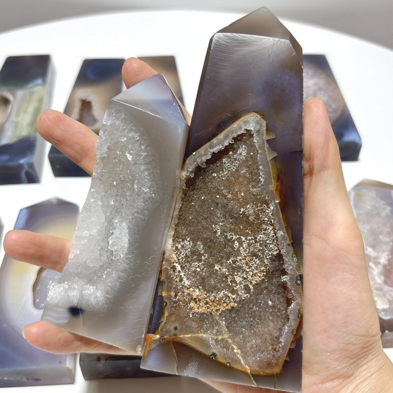 15 Pieces Large Druzy Geode Agate Points - Wholesale Crystals