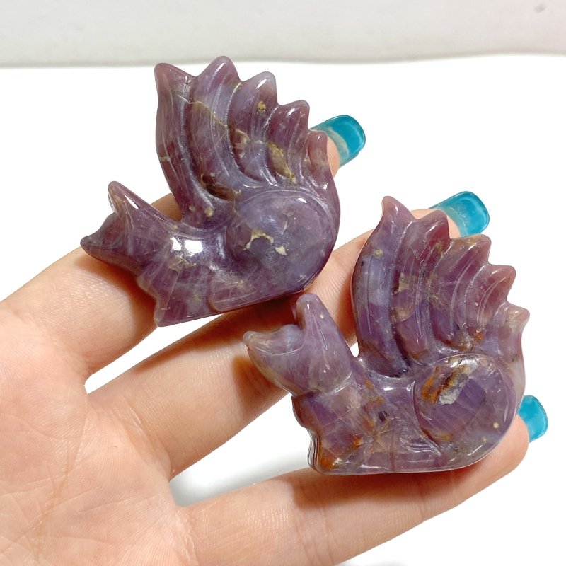 15 Pieces Purple Rose Quartz Nine - Tailed Fox Carving - Wholesale Crystals