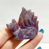 15 Pieces Purple Rose Quartz Nine - Tailed Fox Carving - Wholesale Crystals