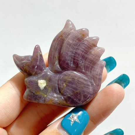 15 Pieces Purple Rose Quartz Nine - Tailed Fox Carving - Wholesale Crystals