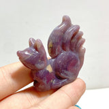 15 Pieces Purple Rose Quartz Nine - Tailed Fox Carving - Wholesale Crystals