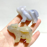 15 pieces Small Geode Agate Druzy Pig Carving - Wholesale Crystals