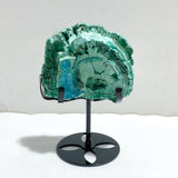 Unique Chrysocolla Mixed Malachite Specimen Raw Bottom With Stand