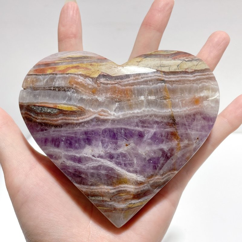 16 Pieces Amethyst Mixed Stripe Agate Heart - Wholesale Crystals