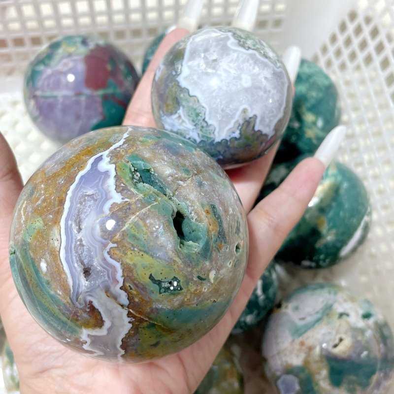 16 Pieces Beautiful Ocean Jasper Spheres - Wholesale Crystals