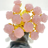 16 Pieces Deep Pink Rose Quartz Rose Flower Carving - Wholesale Crystals