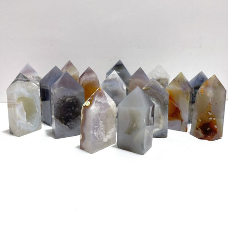 16 Pieces Geode Druzy Agate Four - sided Tower Point - Wholesale Crystals