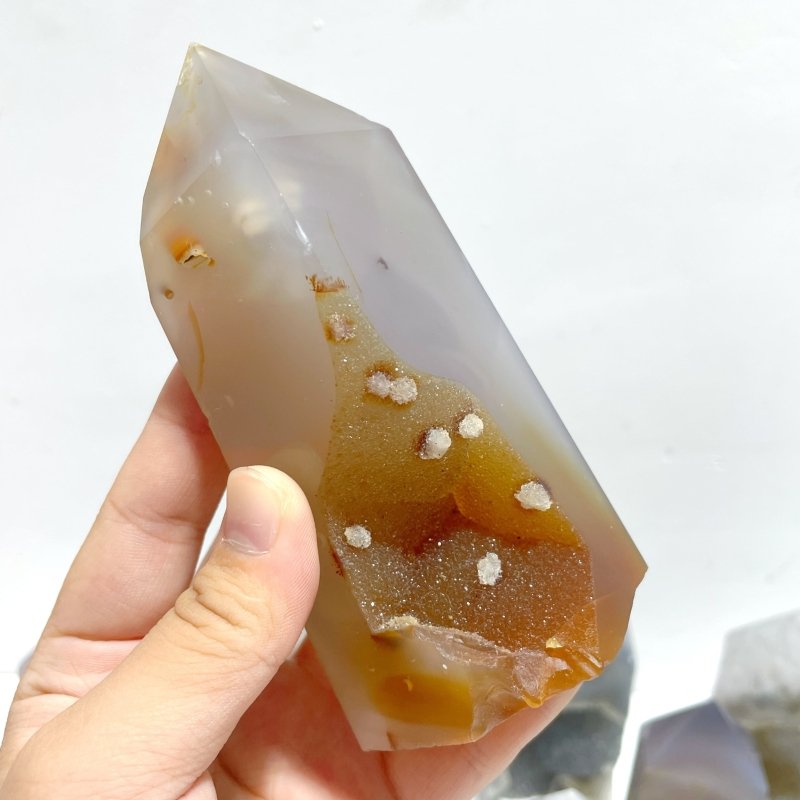 16 Pieces Geode Druzy Agate Four - sided Tower Point - Wholesale Crystals