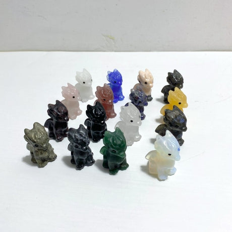 16 Types Mini Flying Dragon Carving Wholesale Yellow Calcite Garnet Sodalite - Wholesale Crystals