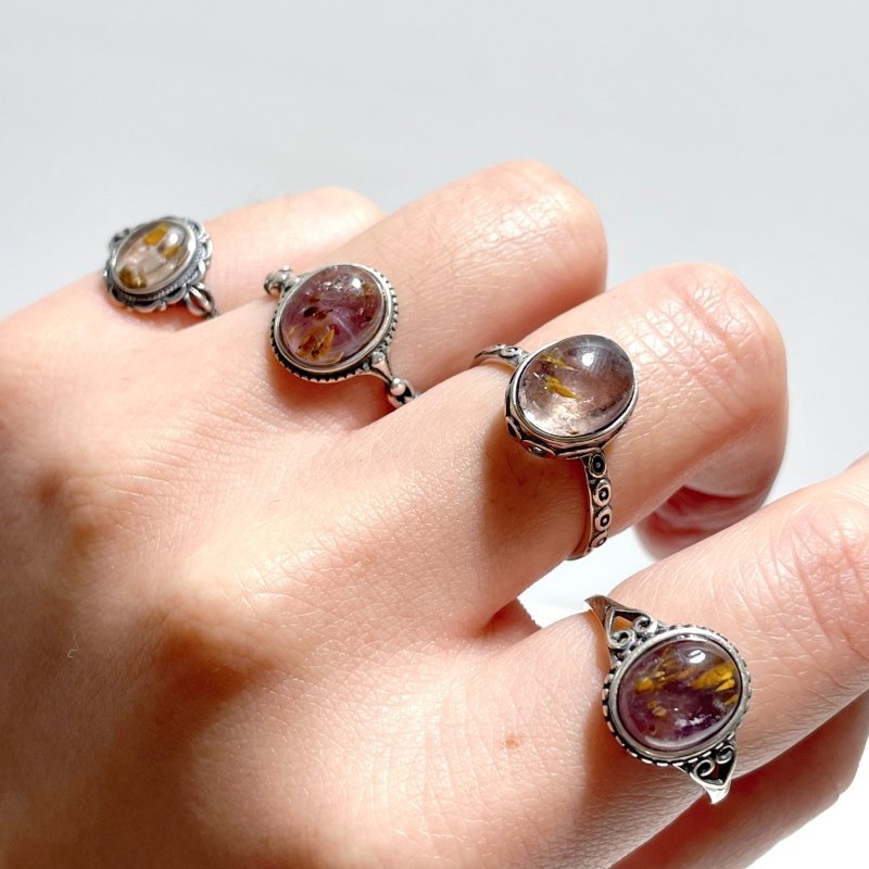 17 Pieces Auralite 23 Crystal Different Styles Sterling Silver Ring - Wholesale Crystals