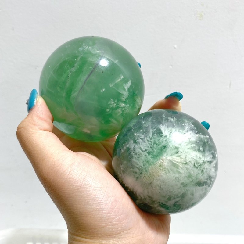 17 Pieces Beautiful Feather Fluorite Sphere Balls - Wholesale Crystals