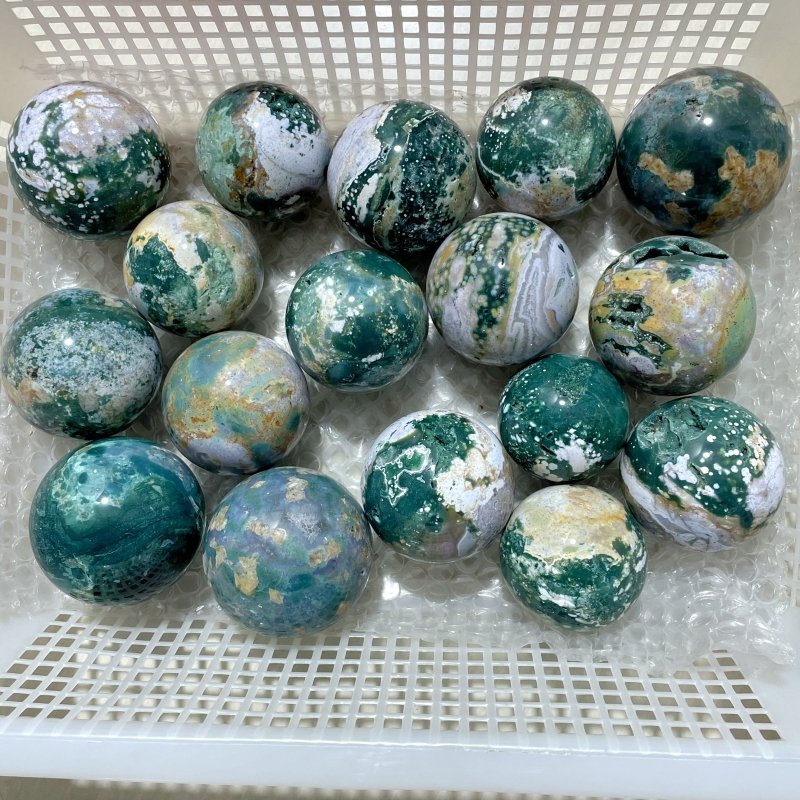 17 Pieces Beautiful Ocean Jasper Spheres - Wholesale Crystals