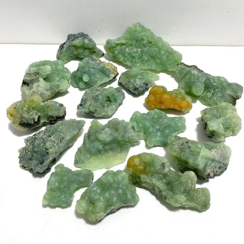 17 Pieces Beautiful Prehnite Mixed Green Tourmaline Raw Stone Specimen - Wholesale Crystals