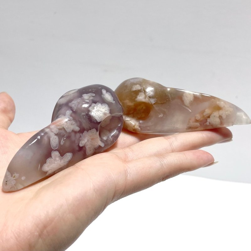 17 Pieces Beautiful Sakura Flower Agate Crow Skull Carving - Wholesale Crystals