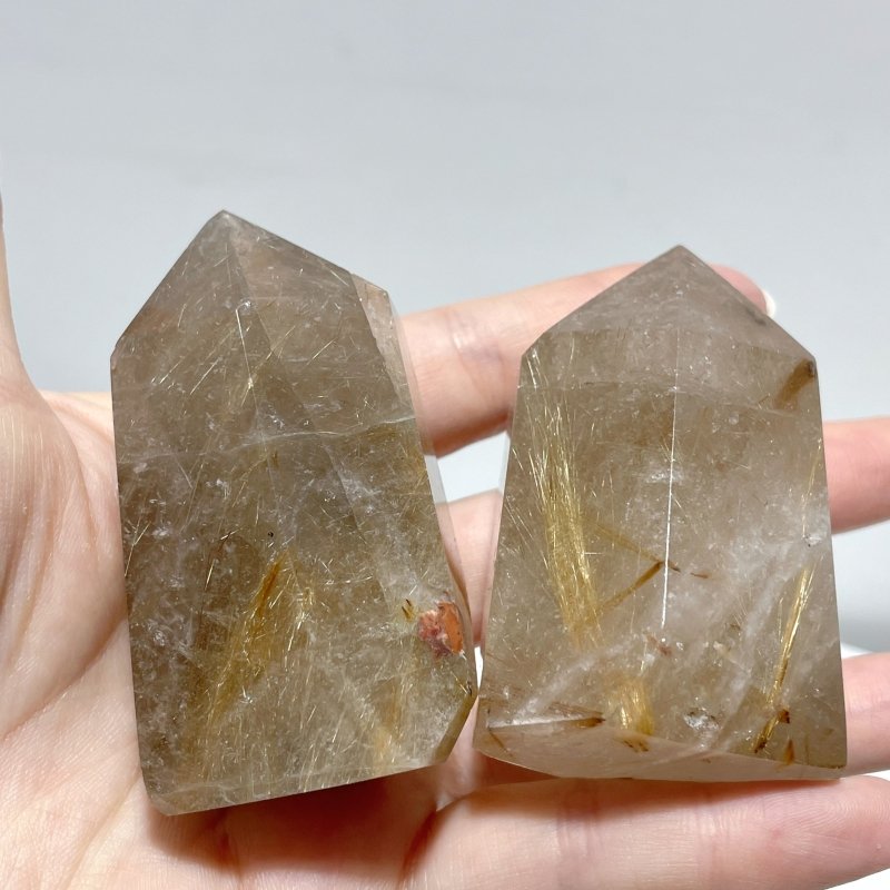 17 Pieces Gold Rutilated Quartz Points 2.2 - 3.6in - Wholesale Crystals