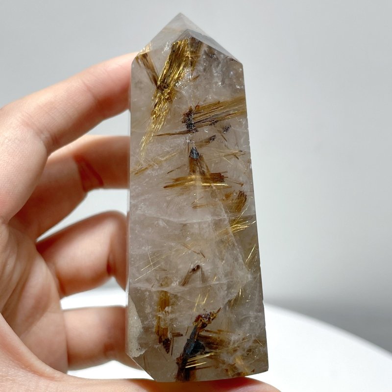 17 Pieces Gold Rutilated Quartz Points 2.2 - 3.6in - Wholesale Crystals